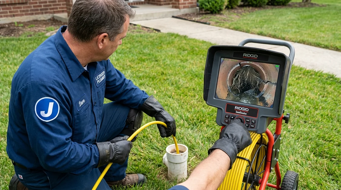 Sewer camera inspection being performed by Johns Plumbing LLC in Redlands