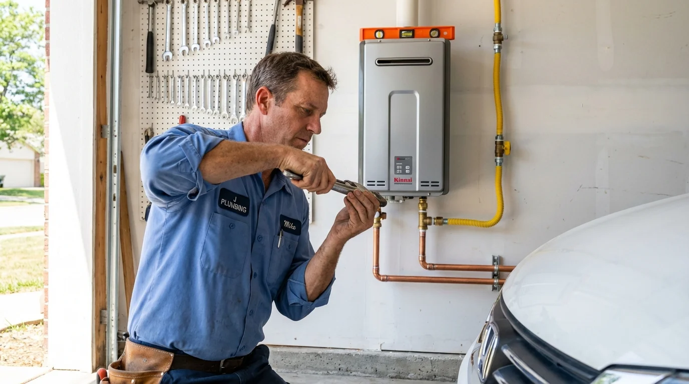 Tankless water heater installation by a Johns Plumbing LLC plumber in Redlands